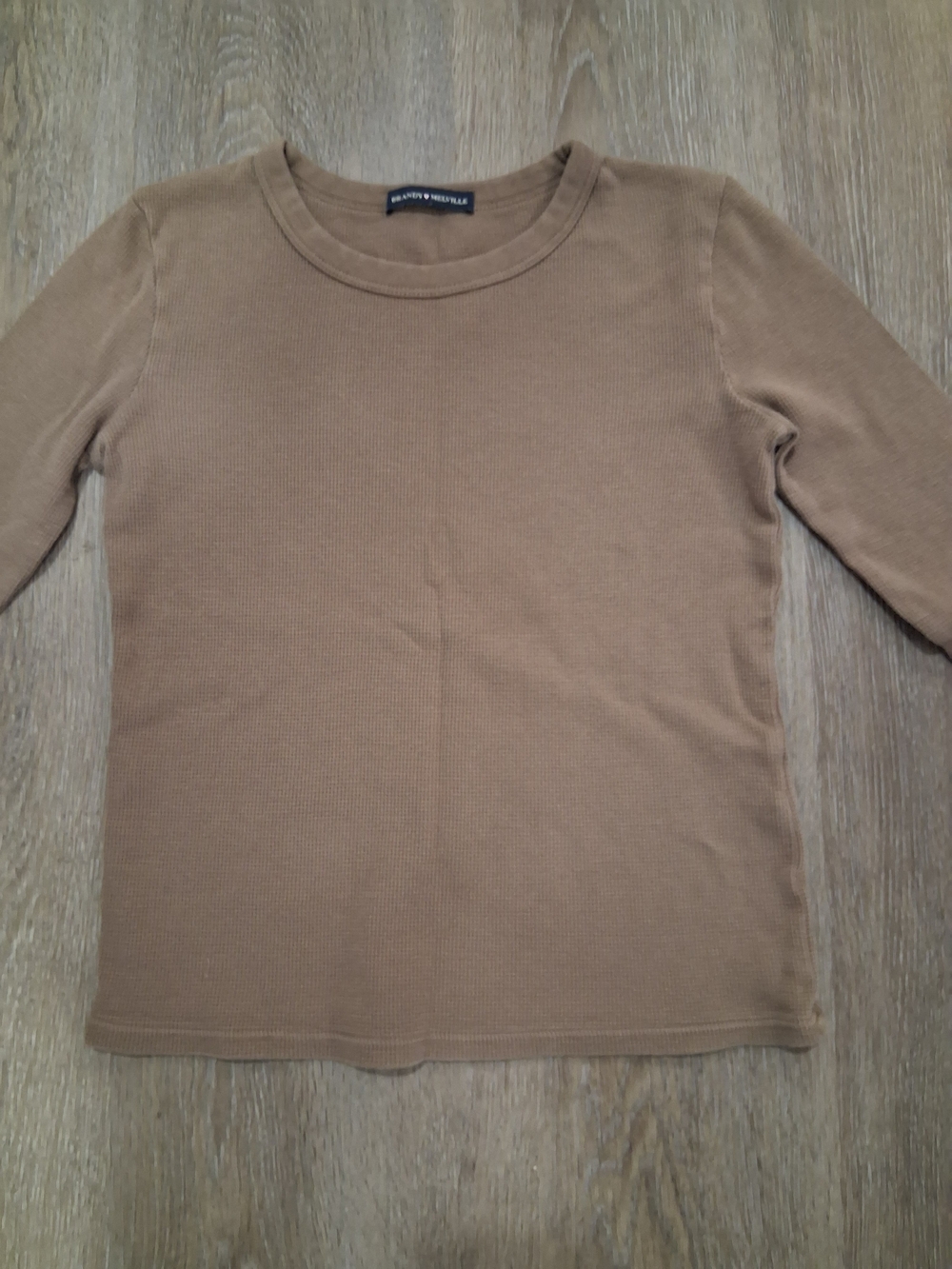 Brandy Melville Kids Long Sleeve Ribbed Top - Brown